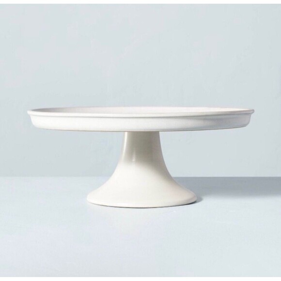11" Modern Rim Stoneware Cake Stand Cream - Hearth & Hand with Magnolia - New - Picture 2 of 5